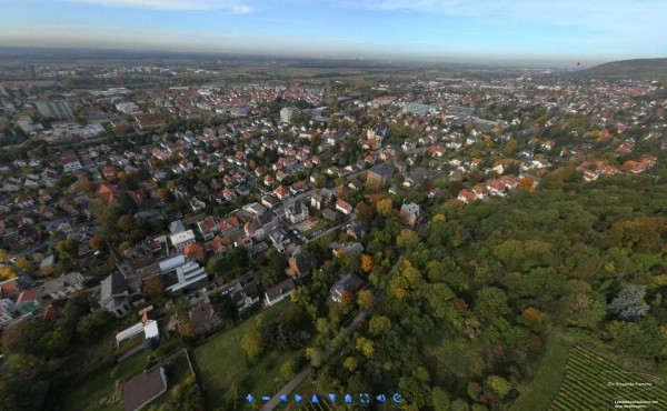 Luftaufnahme von Bensheim durch "Die fliegende Kamera" des Beratungs-Unternehmens IBS.