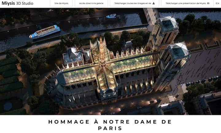 Die belgische Design-Studio Miysis hat ein 3D Rendring für ein neues Dach der Kathedrale Notre Dame de Paris gestaltet