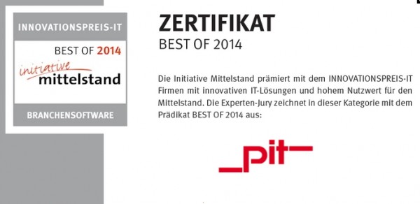 Ausgezeichnet: pit-cup gehört beim Innovationspreis-IT zu den  Best-of-IT 2014