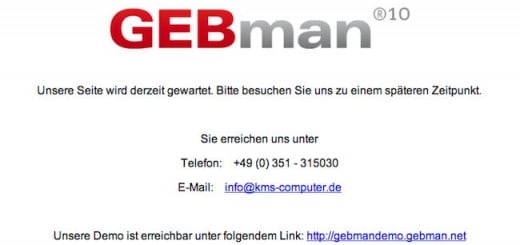 Die Webseiten von KMS Computer und von GEBman sind derzeit nicht erreichbar