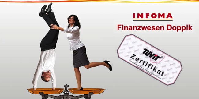 Der TÜV hat jetzt das poppige Finanzwesen von Infoma Newsystem 7 zertifiziert