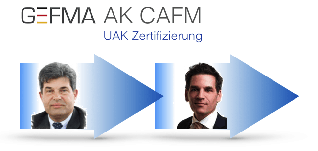 Prof. Joachim Hohmann übergibt die Leitung des UAK Zertifizierung des GEFMA AK CAFM an Marko Opic