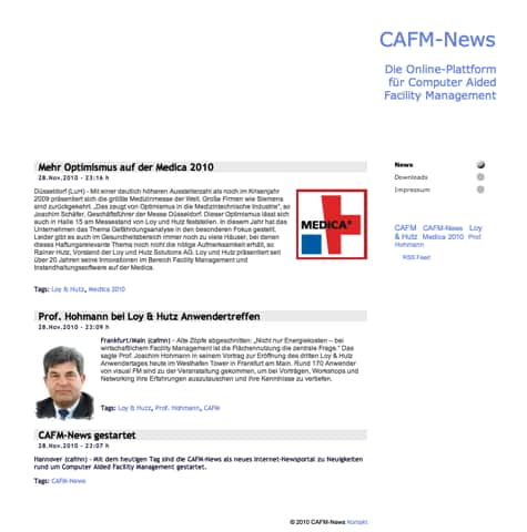 Heute sind die CAFM-News als Portal für Nachrichten rund um Computer gestütztes Facility Management gestartet