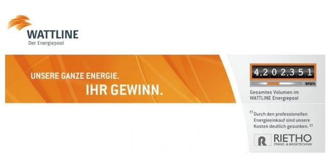 Wattline verspricht Unternehmen, gegen eine einmalige Gebühr jährlich eine möglichst günstige Energiebelieferung