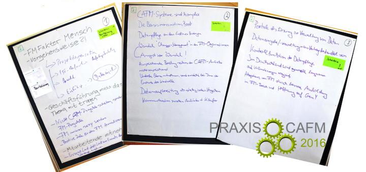 Praxiswissen, handschriftliche zusammen getragen: Warum CAFM-Projekte scheitern, diskutierte eine Open Session bei den Praxistagen CAFM von GEO12