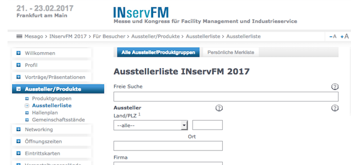 Aktuell haben sich 57 Unternehmen als Aussteller zur INservFM 2017 angemeldet