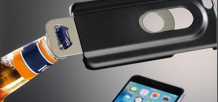 Klappt auch mit Bionade, allerdings nicht so wie auf dem Bild: Der Flaschenöffner-iPhone Hülle von Hama als Helfer in der Not