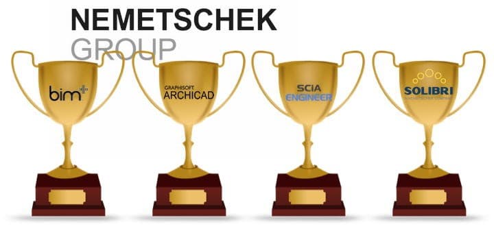Vier Unternehmen der Nemetschek Group haben jetzt in Frankreich jeweils erste Plätze bei einem BIM-Award belegt
