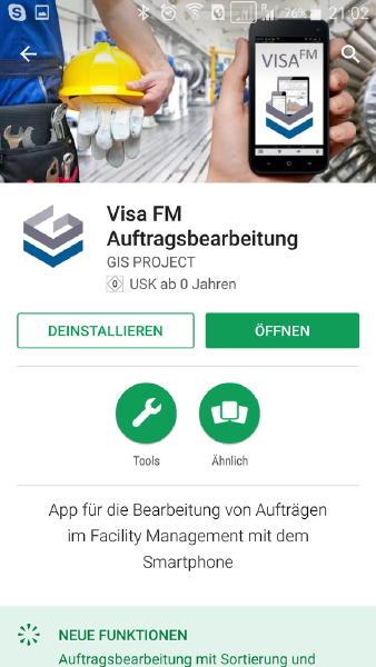 Mit der neuen App für Visa FM lassen sich Aufträge mobil abrufen und abarbeiten