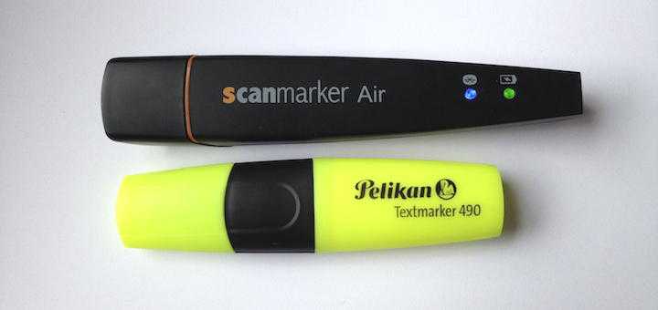Der ScanMarker Air ist ungefähr so groß wie ein normaler Textmarker
