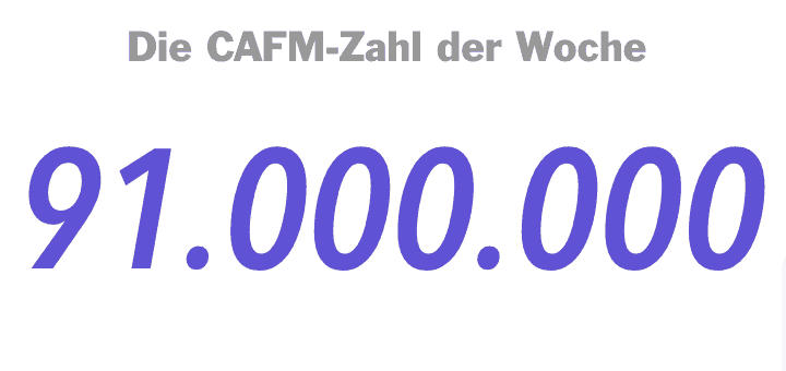 Die CAFM-Zahl der Woche ist die 91.000.000 für die Gesamtfläche im aktuellen FM.Benchmarkingbericht 2017