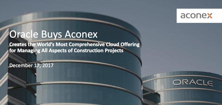 Mit Datum 17. Dezember kündigt Oracle die Übernahme von Aconex an