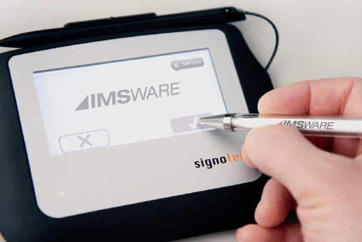 Mit der Integration der Signotec-Pads in IMSWARE können Nutzer jetzt auch Unterschriften direkt in das CAFM-System leisten