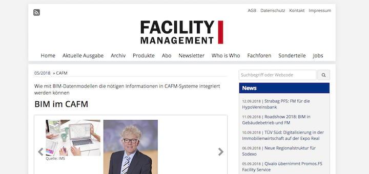 BIM im CAFM ist der Fachartikel überschrieben, der bei Facility Management bereits online verfügbar ist