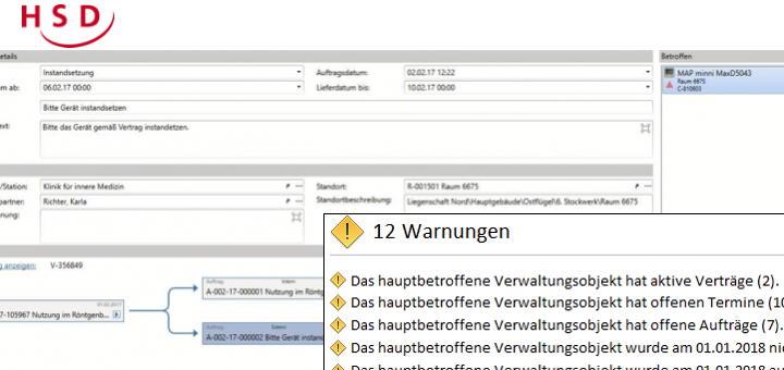 Ein neues Pop-up Fenster informiert Anwender von HSD Nova FM jetzt direkt über wichtige Aspekte eines gewählten Objektes