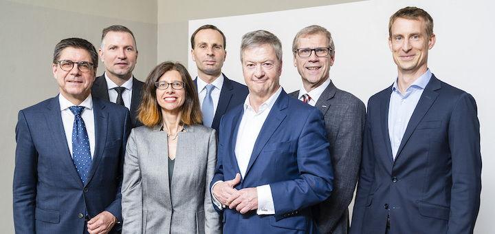 Der neue Gefma-Vorstand (v.l.): Prof. Markus Lehmann, Rainer Vollmer, Beatriz Soria León, Wolf-Dieter Adlhoch, Martin Schenk, Prof. Michael May und Robin Petersen