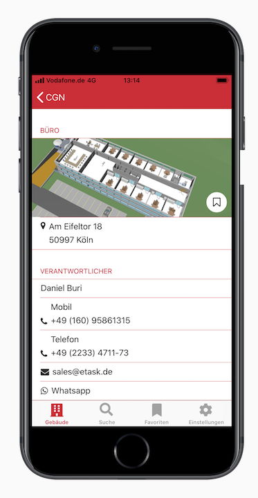eTask hat ein eApp entwickelt, mit der sich im Notfall schnell die zuständigen Personen kontaktiert werden können 