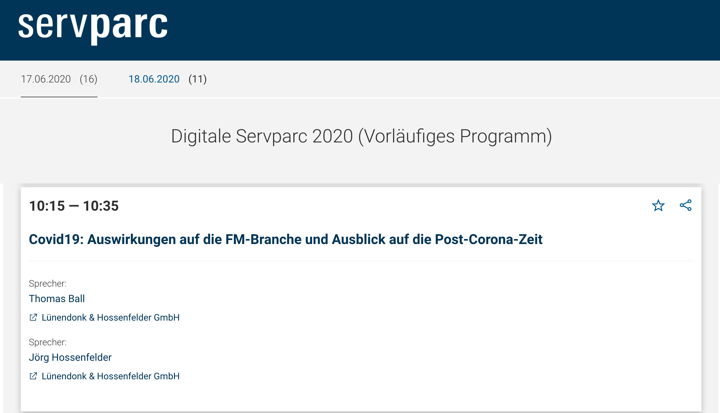Das Programm der digitalen Servparc 2020 ist jetzt veröffentlicht
