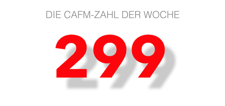 Die CAFM-Zahl der Woche ist die 299 für die Anzahl an Newsletter, die die CAFM-News in den vergangenen 5,75 Jahren verschickt haben