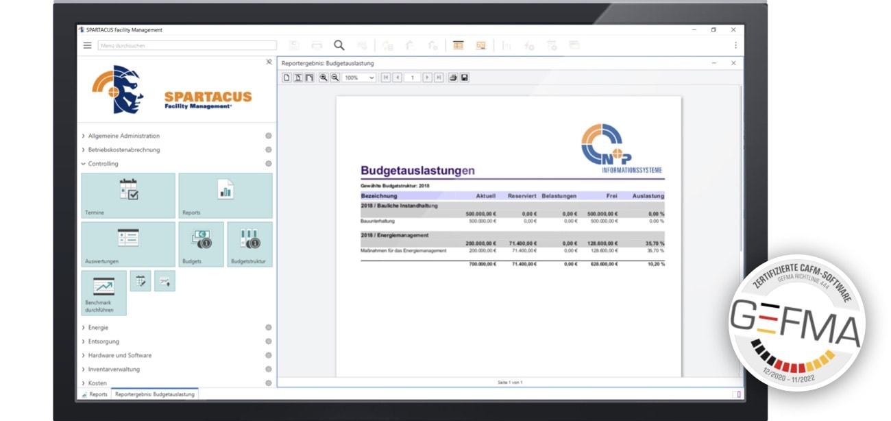 Spartacus FM der N+P Informationssysteme ist erneut GEFMA 444 zertifiziert worden