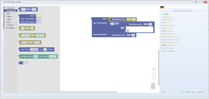 Mit Blockly wird es einfacher, in  Speedikon C Formeln zu erstellen