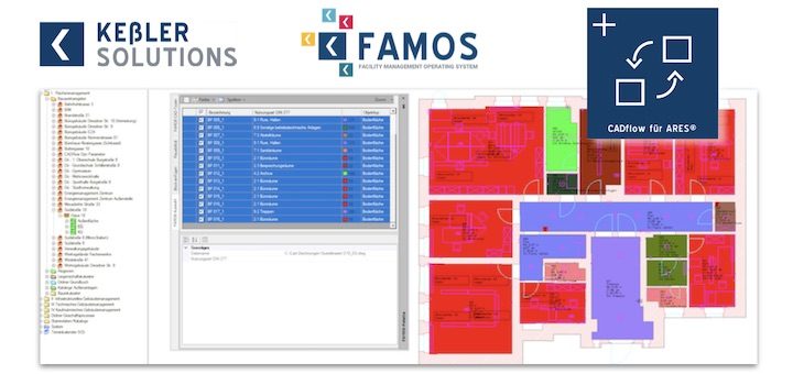 Keßler Solutions hat seine CAFM-Software Famos um eine CAD-Flow-Schnittstelle zu Ares Commander erweitert