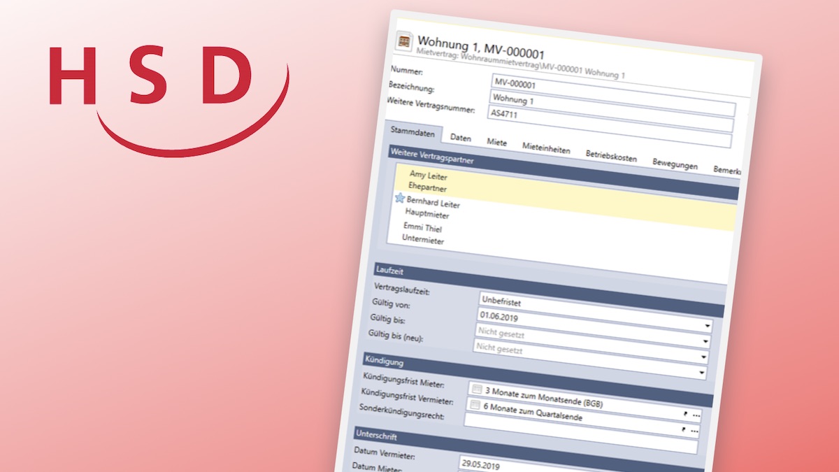 HSD hat das Modul Mietmanagement der CAFM-Lösung Nova FM stark überarbeitet
