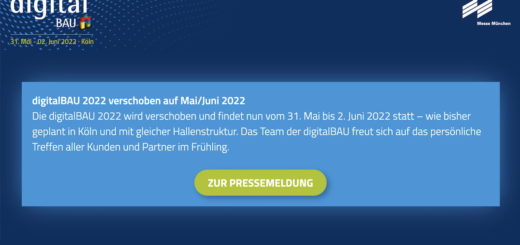 Die digitalBAU 2022 wird vom 15. bis 17 Februar auf den 31. Mai bis 2. Juni 2022 verlegt