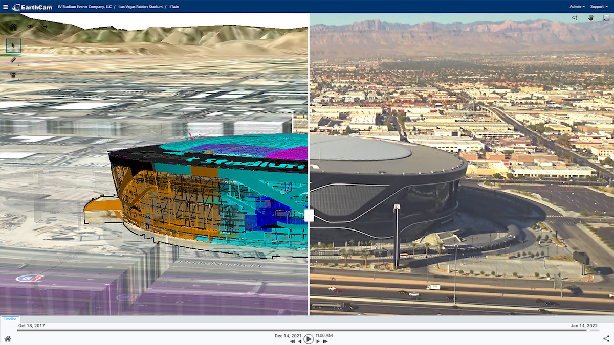 Mit EarthCam 4D können BIM-Modell und Ist-Zustand der Baustelle verglichen werden