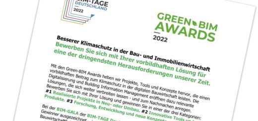 Die Bewerbungsfrist für die Green-BIM Awards 2022 läuft noch 10 Tage - Bild: BIM-Tage Deutschland