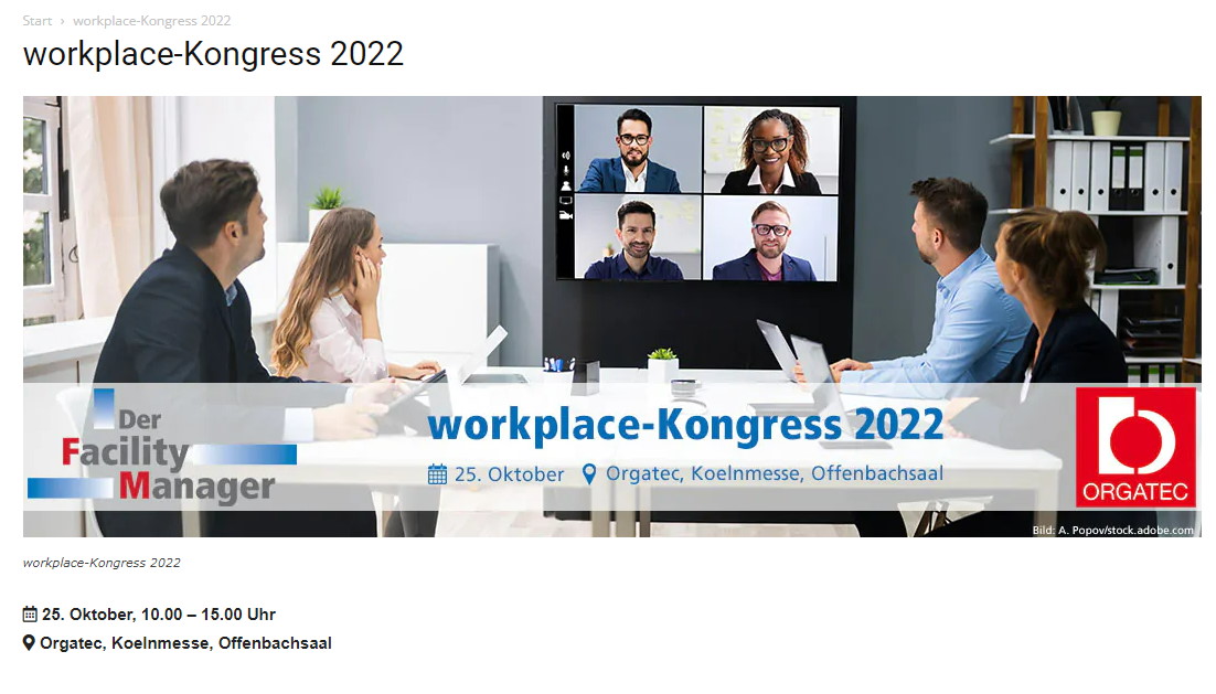 Der workplace Kongress 2022 findet dieses Jahr wieder im Rahmen der Orgatec als Live-Event statt. - Bild: A.Popov/stock.adobe.com