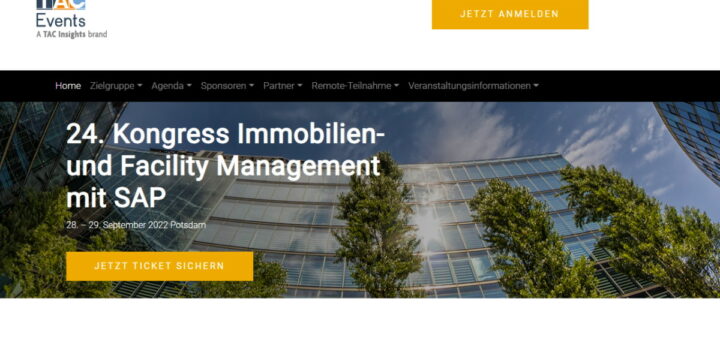 Am 28. und 29. September findet in Potsdam der 24. Kongress Immobilien- und Facility Management mit SAP statt - Bild: TAC Insights GmbH