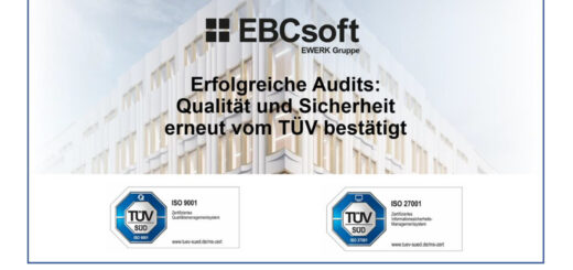 EBCsoft ist erneut nach ISO 9001 und ISO 27001 zertifiziert worden. - Bild: EBCsoft