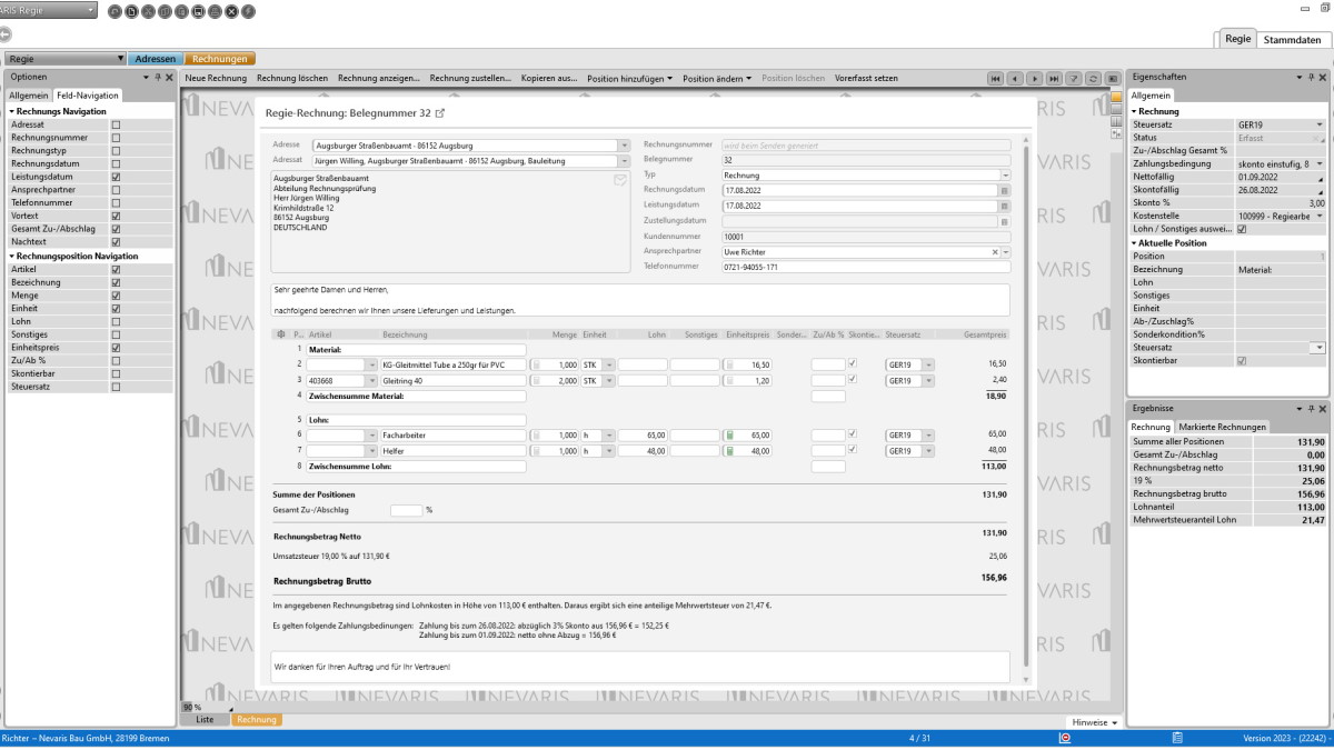 Mit dem neuen Nevaris Regie kann die Bausoftware Nevaris Build auch Kleinaufträge privater Auftraggeber abrechnen - Bild: Nevaris