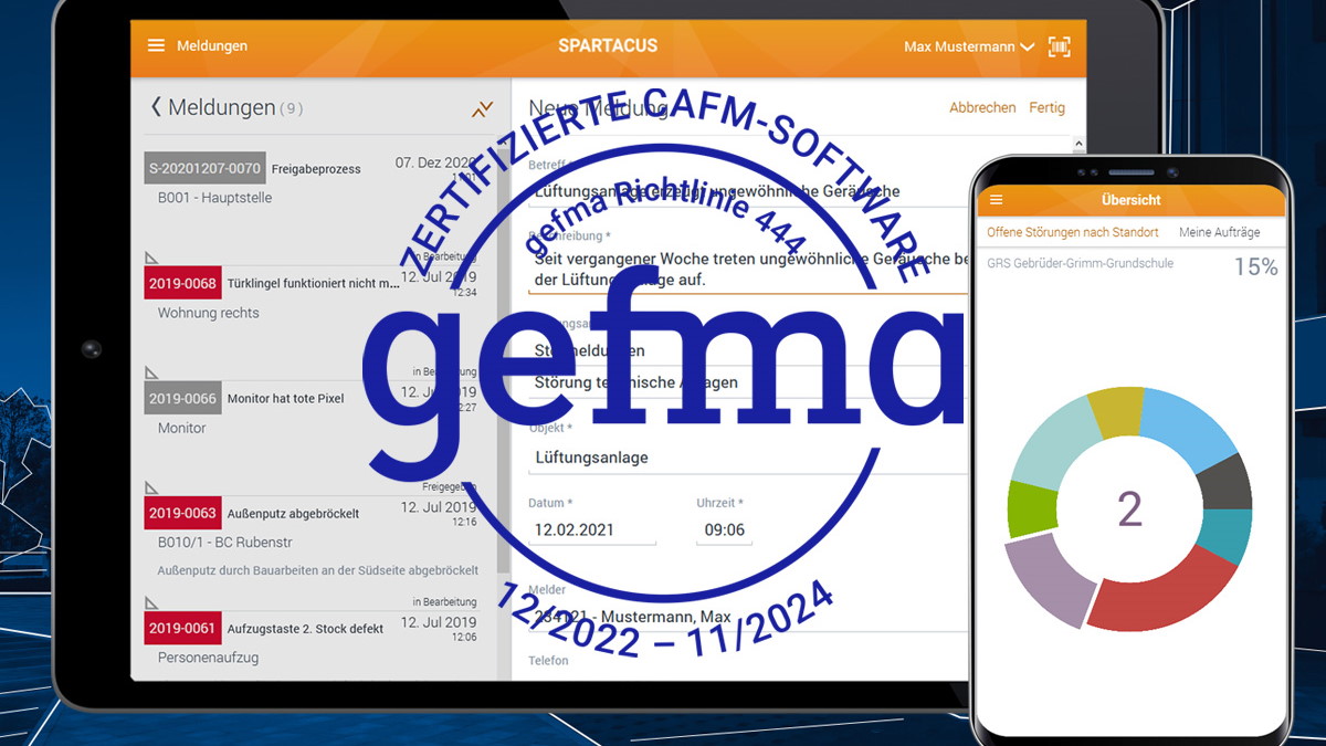 Die CAFM-Software Spartacus FM von N+P ist erneut GEFMA 444-rezertifiziert worden -Bild: N+P, GEFMA