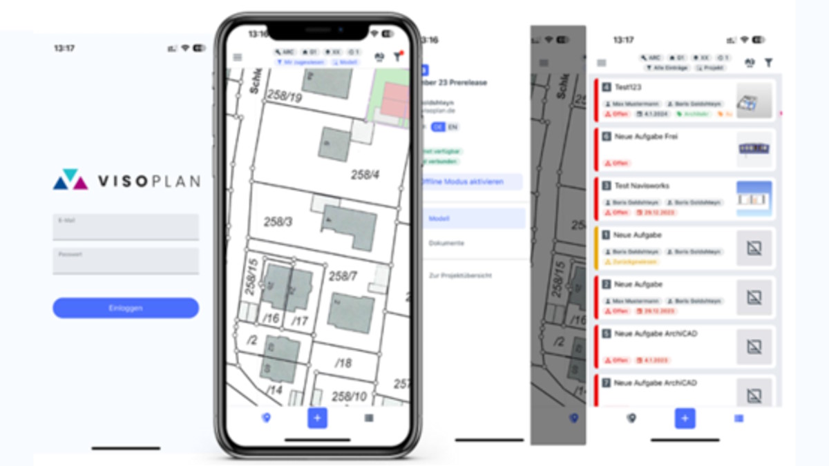 Mit dem ersten Update für das BIM-CDE Visioplan ist auch eine Baustellen-App vorgestellt worden - Bild: Visioplan