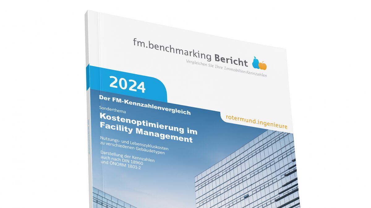 Auf 328 Seiten liefert der neue „fm.benchmarking Bericht 2024“ aktuelle Kennzahlen, Fakten und Analysen rund um das Facility- und Immobilienmanagement. Bild: rotermund.ingenieure