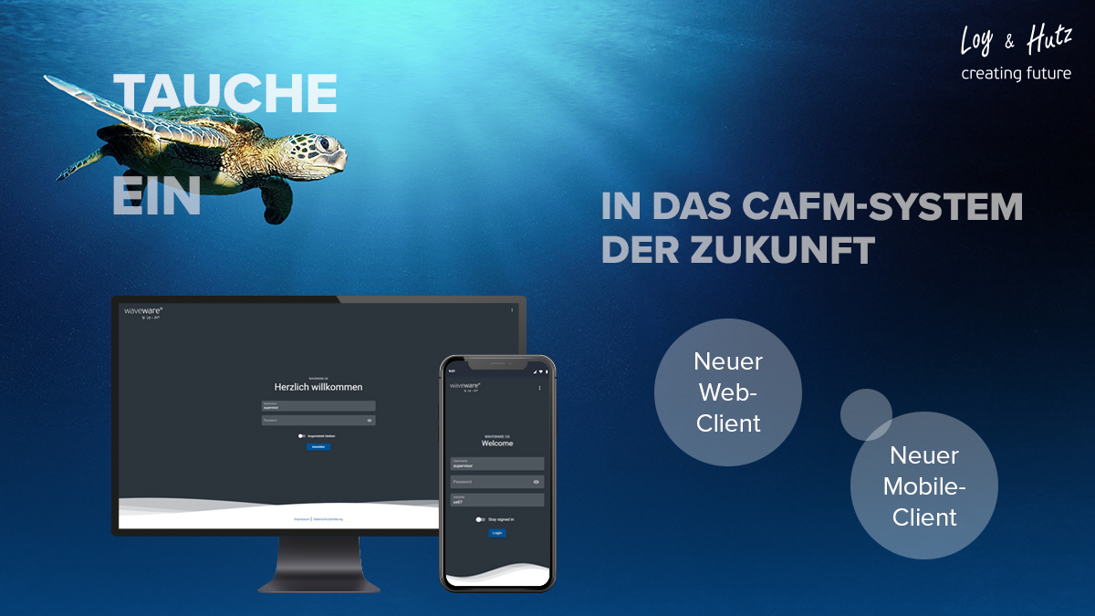 Loy & Hutz zeigt auf der CAFM-Messe 2024 erstmal den neuen Web-Client waveware UX und die neue App waveware MOBILE 2 - Bild: Loy & Hutz