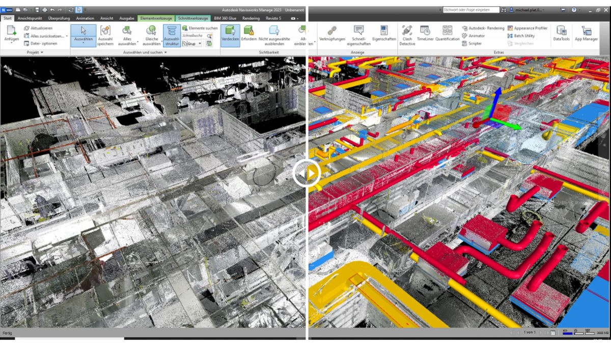 Mit dem BIM-Modell eines Bestandsgebäudes ist vieles möglich, zum Beispiel ein Soll-Ist-Vergleich von Einbauten - Bild: bim-Plat